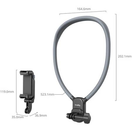 SmallRig 5128 - uchwyt na szyję z szybkozłączką do kamer sportowych i smartfonów_Wymiary_3